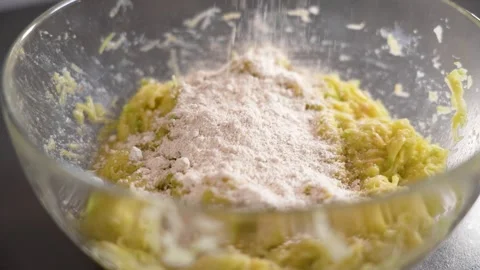 Adding oat flour to diet green vegetable dough Video stock 237508476