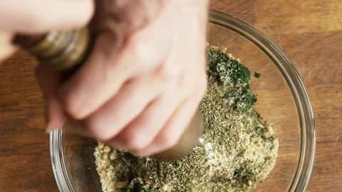 Adding pepper to ravioli filling Stock Footage 71230129