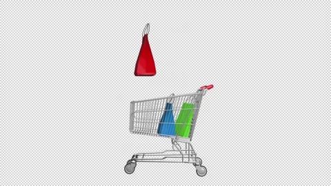 Adding shopping items to cart with transparent (alpha) background Stock Footage 252034351