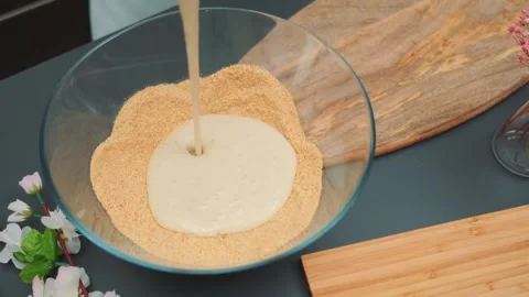 Adding Soft Banana Mousse to Cookies Stock Footage 249079089