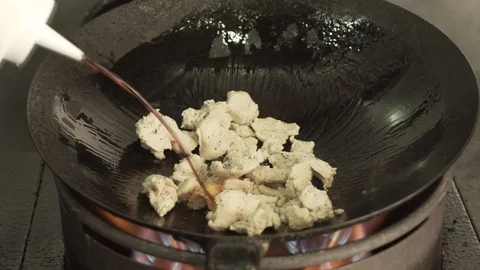 Adding soy sauce to Chinese food meal Stock Footage 88570840