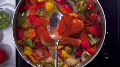 Adding spices to the chicken closeup in super slow motion 1000fps Stock Footage 257064378