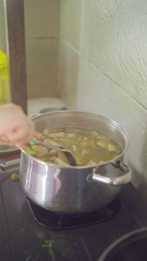 Adding Spices in to Jackfruit Soup Stock Footage 337079419