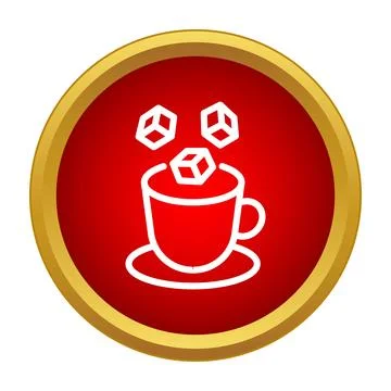 Adding sugar cubes into coffee cup icon 스톡 일러스트