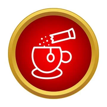Adding sugar to hot tea cup icon Stock Illustration