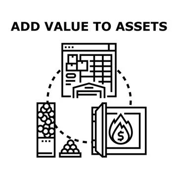 Adding value to assets and increasing profitability Illustrazione stock