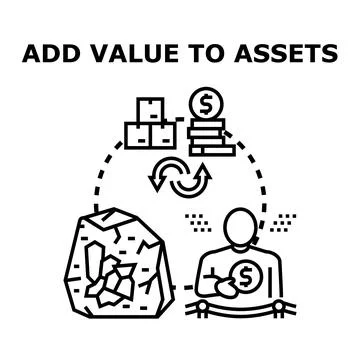 Adding value to assets transforming raw materials into profit Stock Illustration