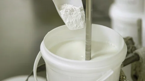 Adding water on repellent powder to paint Stock Footage 93522507