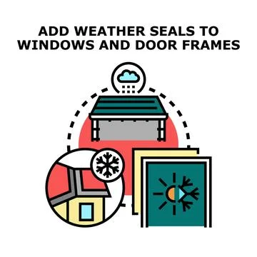 Adding weather seals to home windows and door frames Stock Illustration