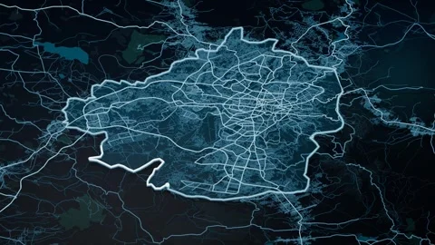 Addis Ababa Ethiopia Glowing Digital Map Animation 4K Stock Footage 337215623