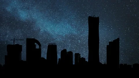 Addis Ababa Skyline by Night,  Time Lapse with Stars and Milky Way in Background Stock Footage 300388320