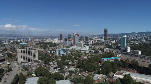 Addis Ababa Smooth Drone Shot Moving out Stockbeeldmateriaal 104047521