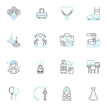 Addition linear icons set. Summation, Computation, Totality, Calculation Stock Illustration