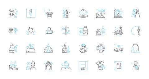Addition linear icons set. Summation, Computation, Totality, Calculation Stock Illustration