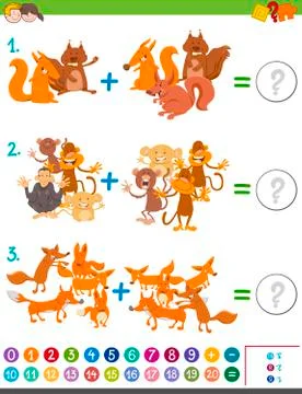 Addition maths game for kids Stock Illustration