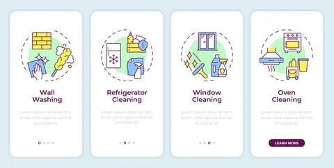 Additional cleaning service onboarding mobile app screen Stock Illustration