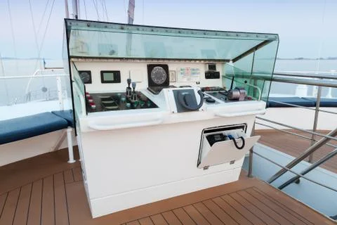 Additional control panel of modern sailing ship Stock Photos