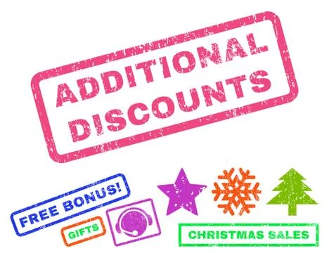 Additional Discounts Text Rubber Seal Stamp Watermark with Bonus Stock Illustration