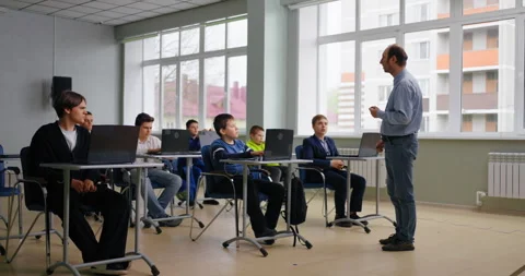Additional Education And Programming Classes For Schools, Students Sitting In Stock Footage 280179366