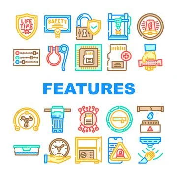Additional features product icons set vector Stock Illustration
