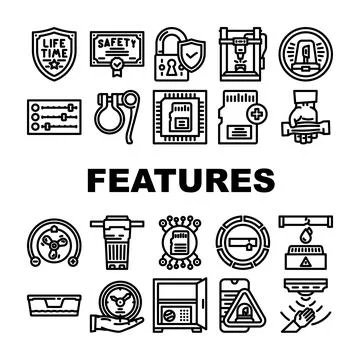Additional features product icons set vector Stock Illustration