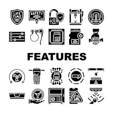 Additional features product icons set vector Stock Illustration