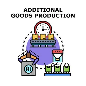 Additional goods production using ai automation and robotics Stock Illustration
