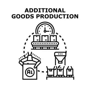 Additional goods production using ai automation and robotics Stock Illustration