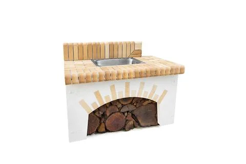 Additional Module for Outdoor Brick Fireplace With Wood Storage And Built in Foto stock