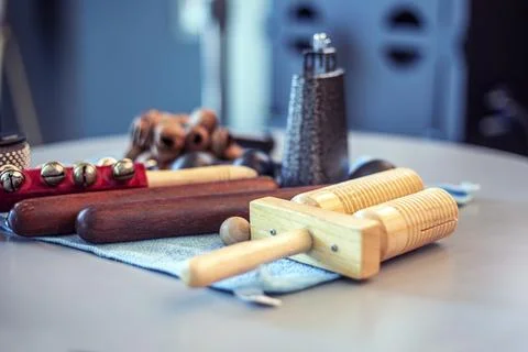 Additional musical instruments when performing jazz Stock Photos