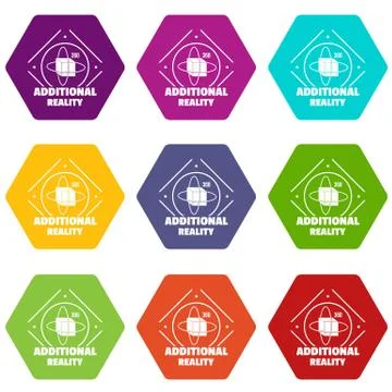 Additional reality icons set 9 Stock Illustration