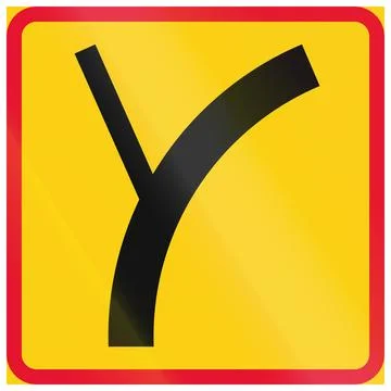 Additional road sign in Finland - Priority intersection layout in curve Stock Illustration