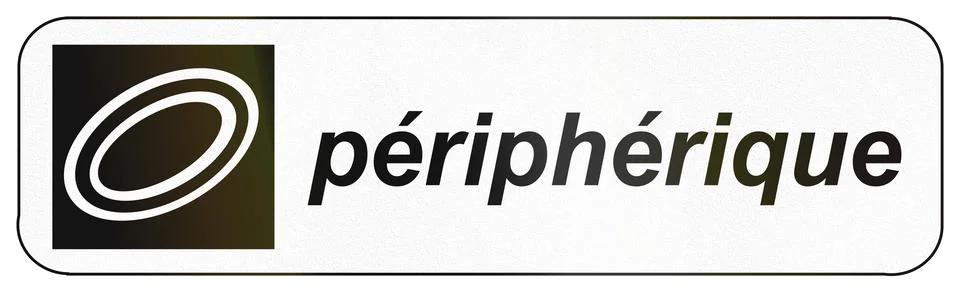 Additional road sign panel used in France - Ring road name, peripherique is.. Stock Illustration