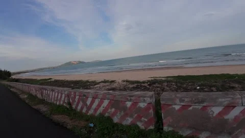 Additional Side POV Driving Shot on Scenic Vietnam Ocean Road Stock Footage 339989700