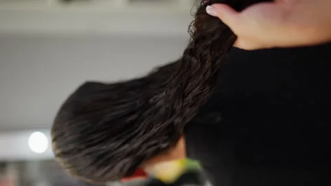 Additional towel drying of hair after washing in a professional studio. Stock Footage 319013528
