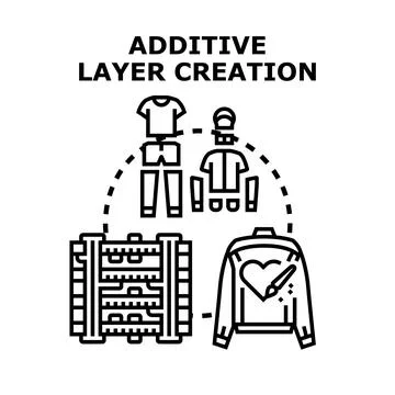Additive layer creation process for clothing design Illustrazione stock