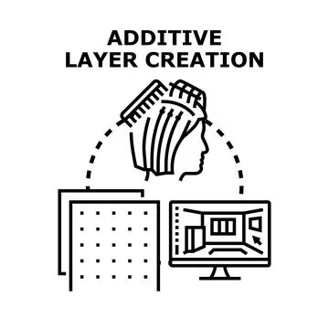 Additive layer creation process for design and beauty Stock Illustration