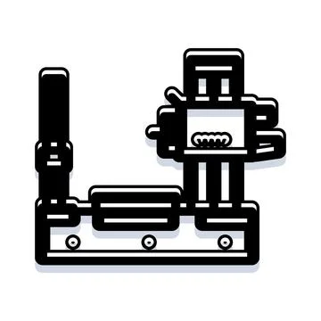 Additive manufacturing 3d printer machine black icon Stock Illustration