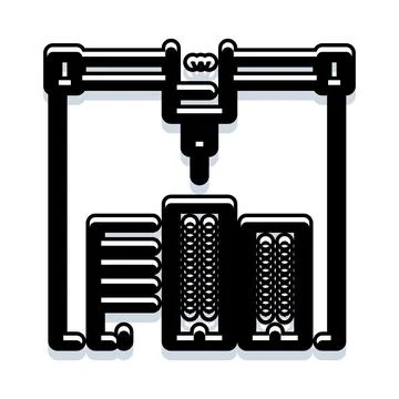 Additive manufacturing machine creating new prototypes and innovation Stock Illustration