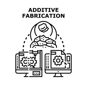 Additive manufacturing process creating new product Stock-Illustration