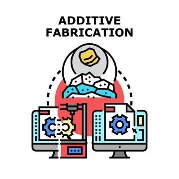 Additive manufacturing process creating new product Stock-Illustration