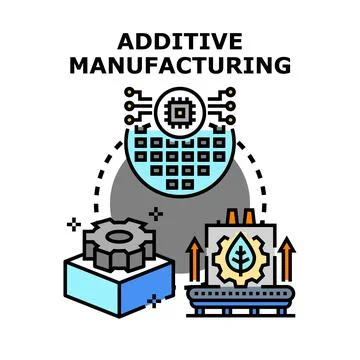 Additive manufacturing process creating new industrial parts Stock Illustration