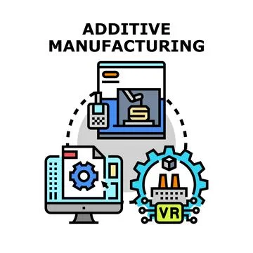 Additive manufacturing process developing modern industrial production Illustrazione stock