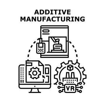 Additive manufacturing process developing modern industrial production イラスト素材