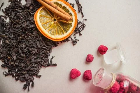 Additives for black tea. Stock Photos
