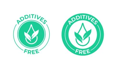 Additives free vector icon. Green leaf and drop, additives free natural food  Stock-Illustration