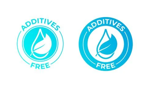 Additives free vector leaf and drop icon. Natural food package stamp, additiv Stock Illustration