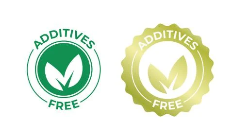 Additives free vector leaf golden icon. Additives free no added stamp, natura Stock-Illustration