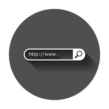 Address and navigation bar icon. Vector illustration with long shadow. Busine 库存插图
