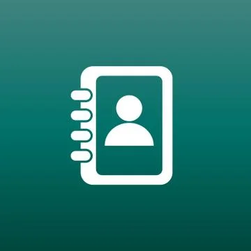 Address book icon. Contact note flat vector illustration on green background. Stock Illustration